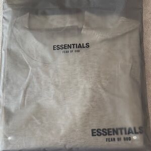 Fear of God Essentials Short Sleeve T-Shirt - Light Gray with Black Logo